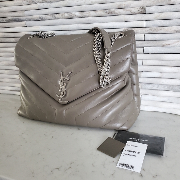 Saint Laurent Handbags - Saint Laurent Medium LouLou Gray Chain Bag